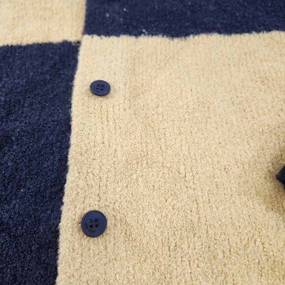 Oak & Fort Large Checkered Cardigan Size MEDIUM Blue Tan - Picture 3 of 8